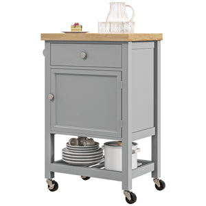 Kitchen Cart on Wheels, Rolling Kitchen Island Cart with Wood Top, Towel Rack