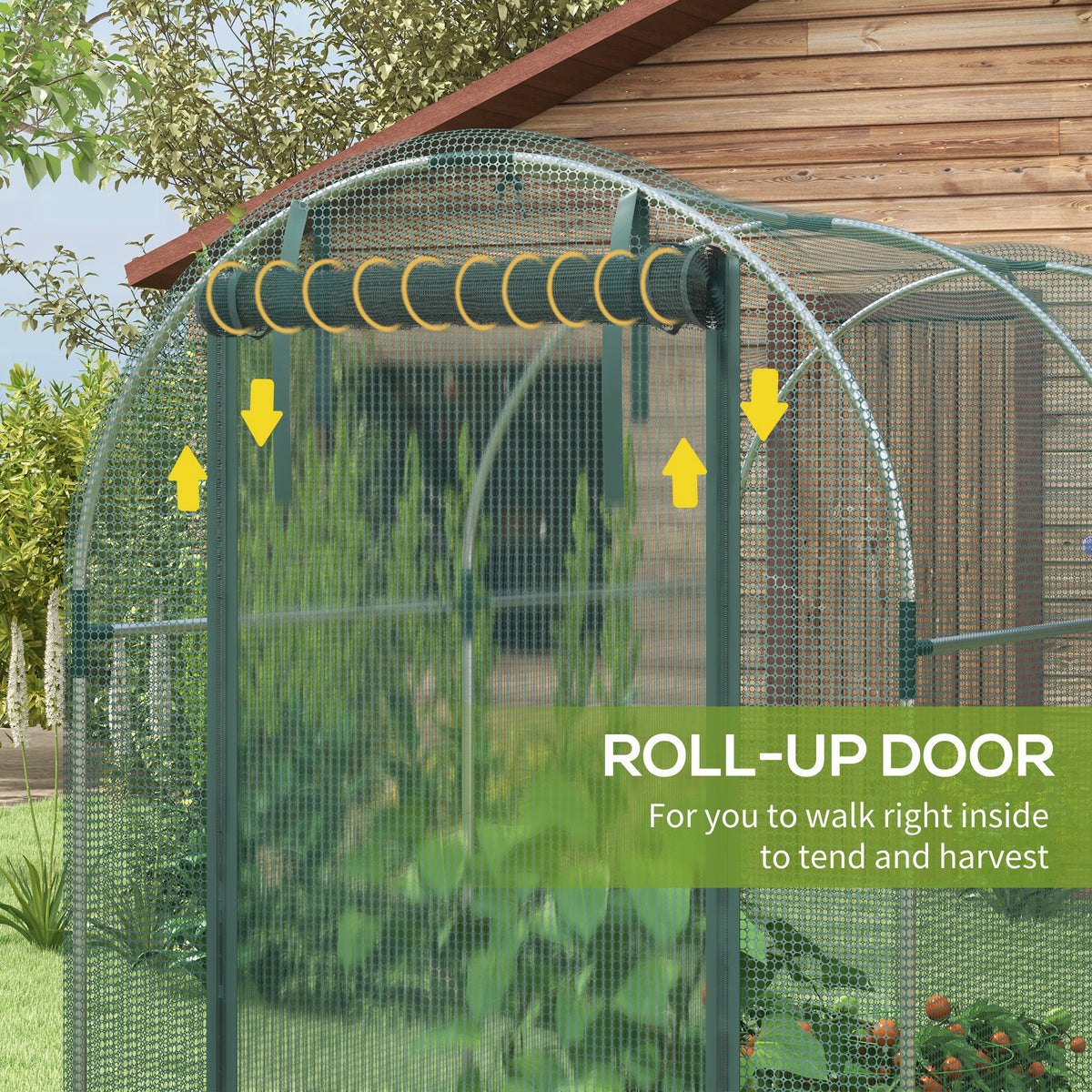 Galvanized Steel Crop Cage, Plant Protection Tent with Zippered Door, 4' x 4', Black – view 26