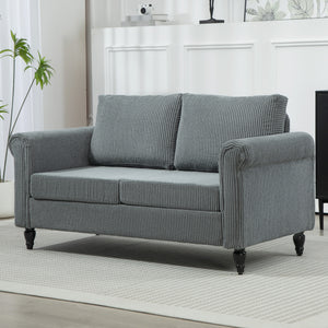 Vintage Loveseat, Upholstered Love Seat Furniture, Chenille-feel Fabric 2 Seater Sofa Couch with Rolled – view 28