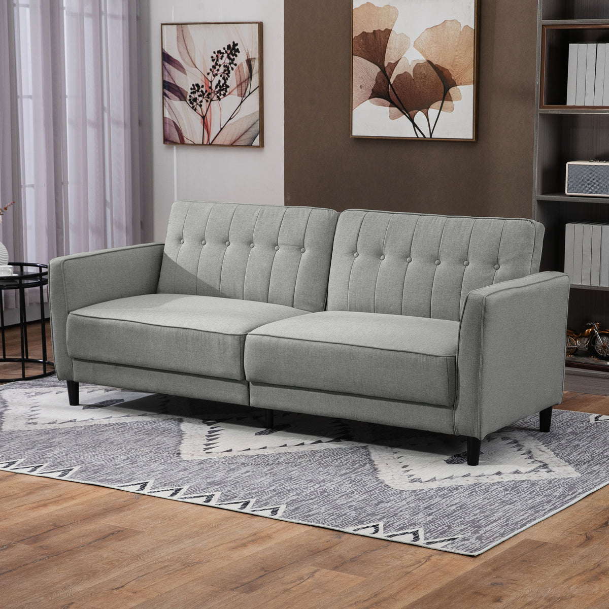 Convertible Bed with Couch, Button Tufted Fabric Sofa Bed with Adjustable Back for Living Room – view 14