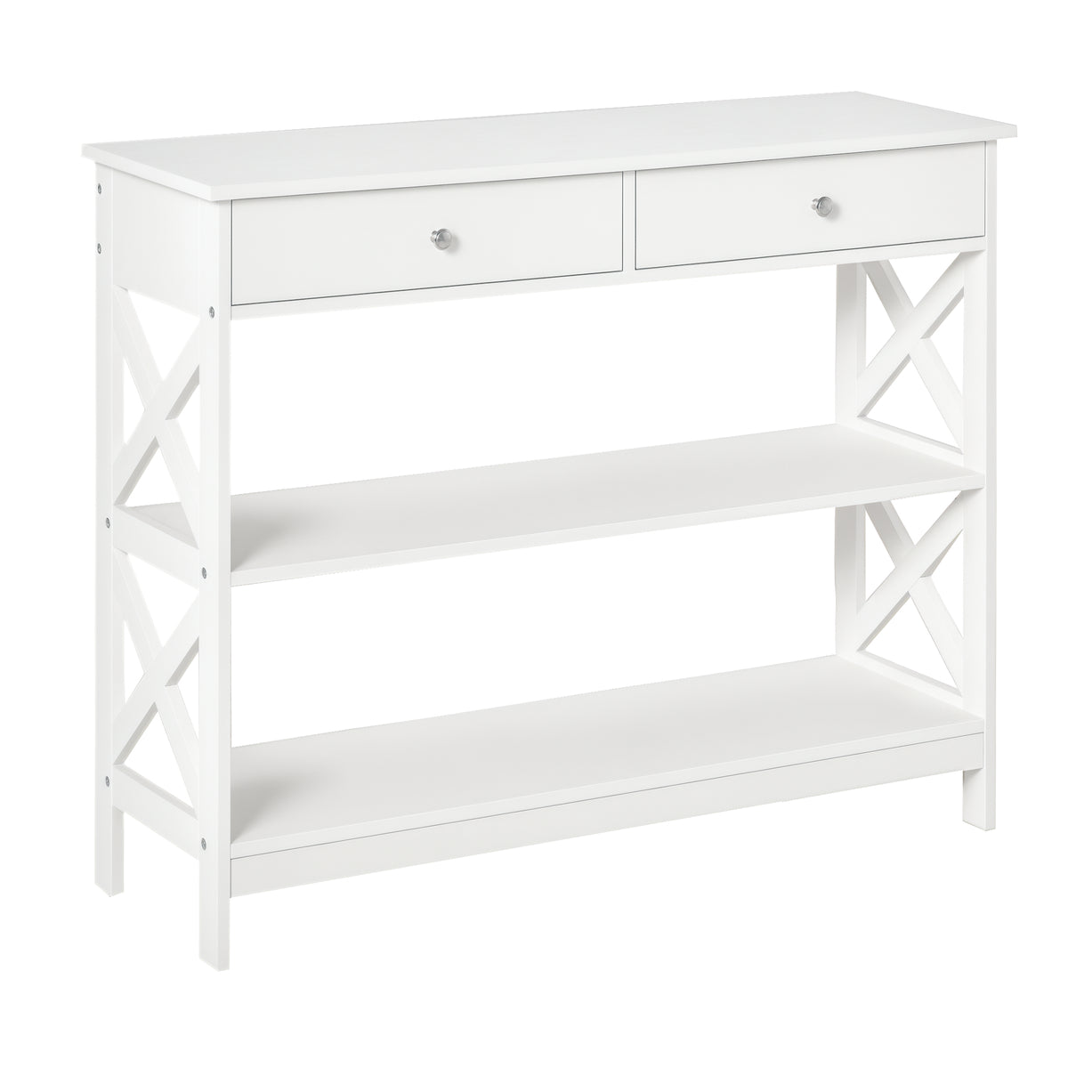 39" Console Table, Narrow Entryway Table with Storage Shelves, Drawers and X Frame for Behind Couch – view 8
