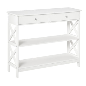 39" Console Table, Narrow Entryway Table with Storage Shelves, Drawers and X Frame for Behind Couch – view 8