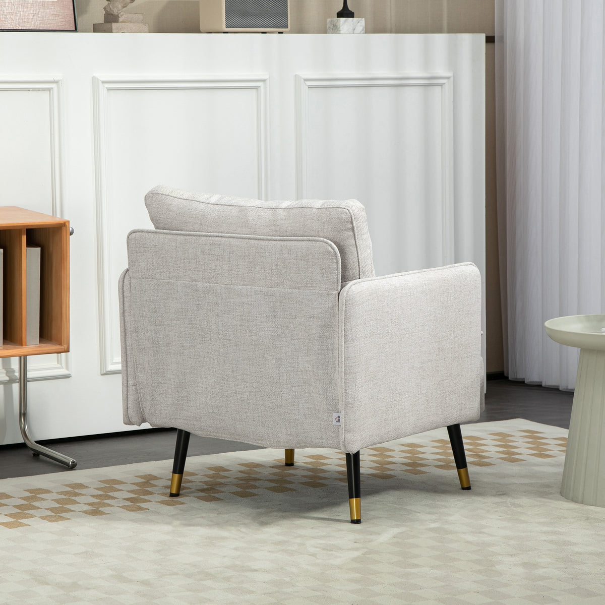 Accent Chair, Upholstered Armchair with Tufted Back Cushion and Steel Legs for Living Room, Bedroom – view 13