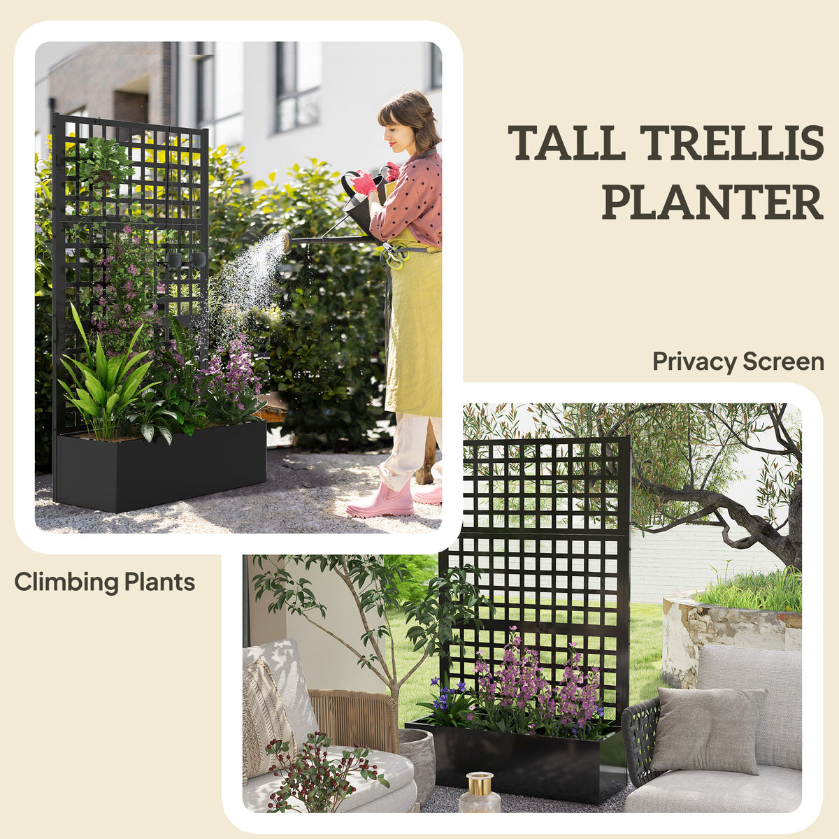 Galvanized Raised Garden Bed Planter Box with Trellis for Climbing Plants, Vegetable, Vines – view 25