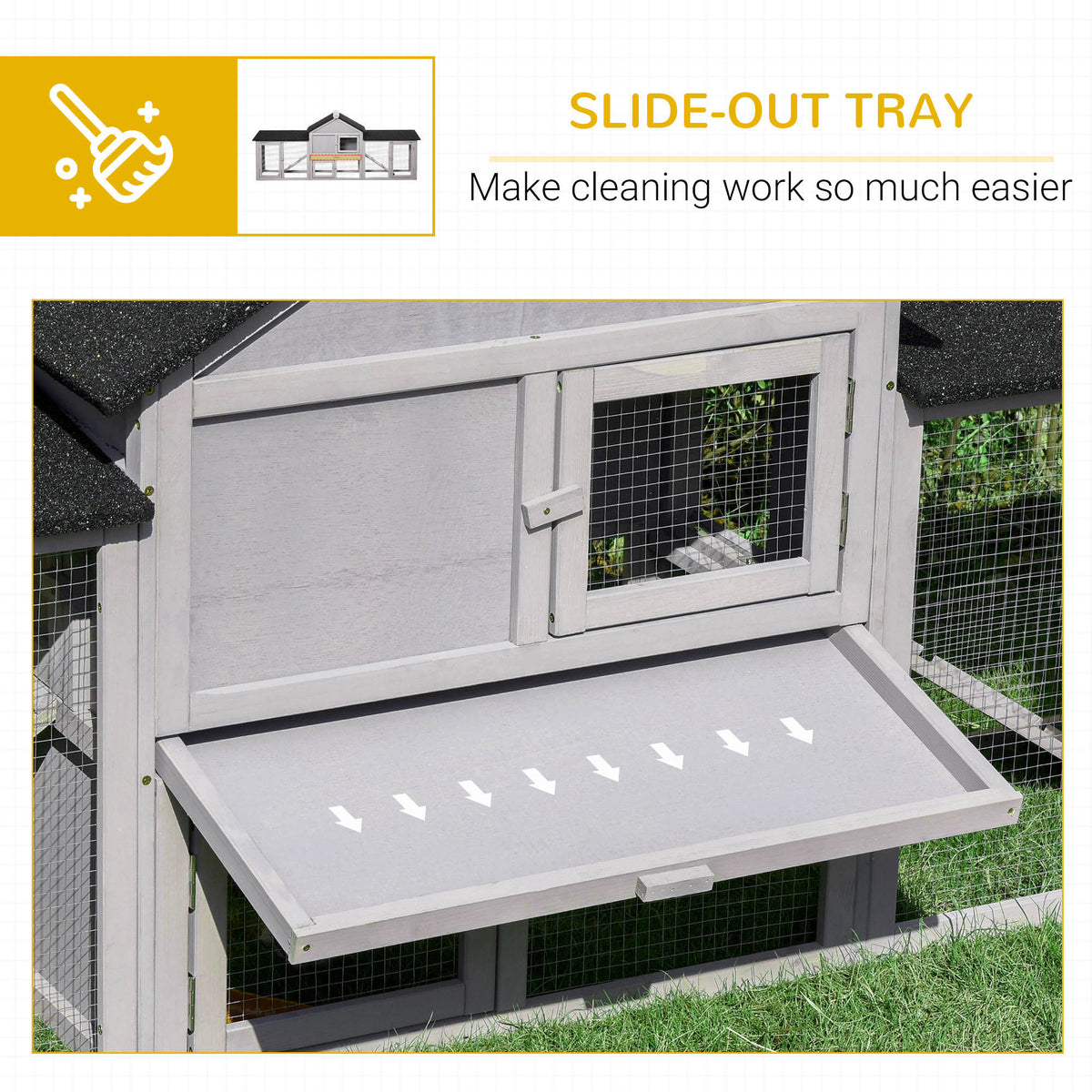 Large Rabbit Hutch Wood Bunny Cage Outdoor Guinea Pig House with Double Runs Slide Out Tray Ramps – view 12