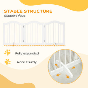 24"H Foldable Dog Gate, 3 Panels Freestanding Pet Gate Barriers Indoor with Support Feet – view 8