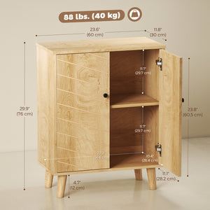Storage Cabinet with Doors, Cupboard Organization with Shelf and Wood Legs, Storage Solution for Living Room, Bathroom