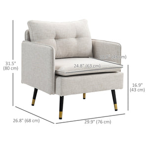 Accent Chair, Upholstered Armchair with Tufted Back Cushion and Steel Legs for Living Room, Bedroom – view 9