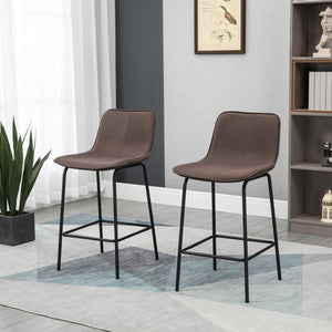 Bar Stools Set of 2, Upholstered Counter Height Bar Chairs, Kitchen Stools with Steel Legs