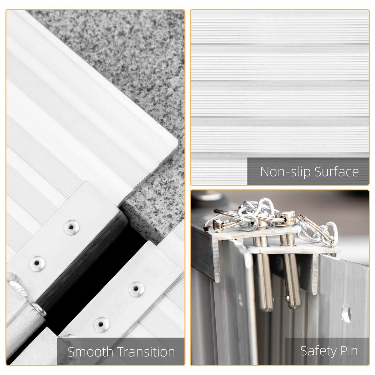 Textured Aluminum Folding Wheelchair Ramp, Portable Threshold Ramp 6', for Scooter Steps Home Stairs Doorways