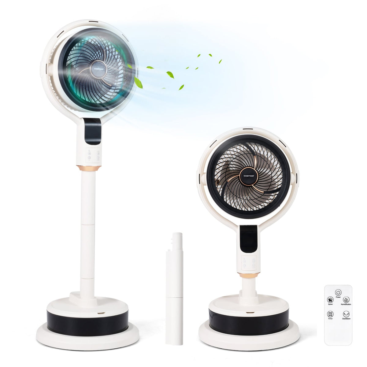 Misting Pedestal Fan Air Circulator with 90° Auto Oscillation Floor Standing Fan with 8 Speeds-White view 4