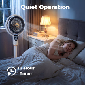 Misting Pedestal Fan Air Circulator with 90° Auto Oscillation Floor Standing Fan with 8 Speeds-White view 9