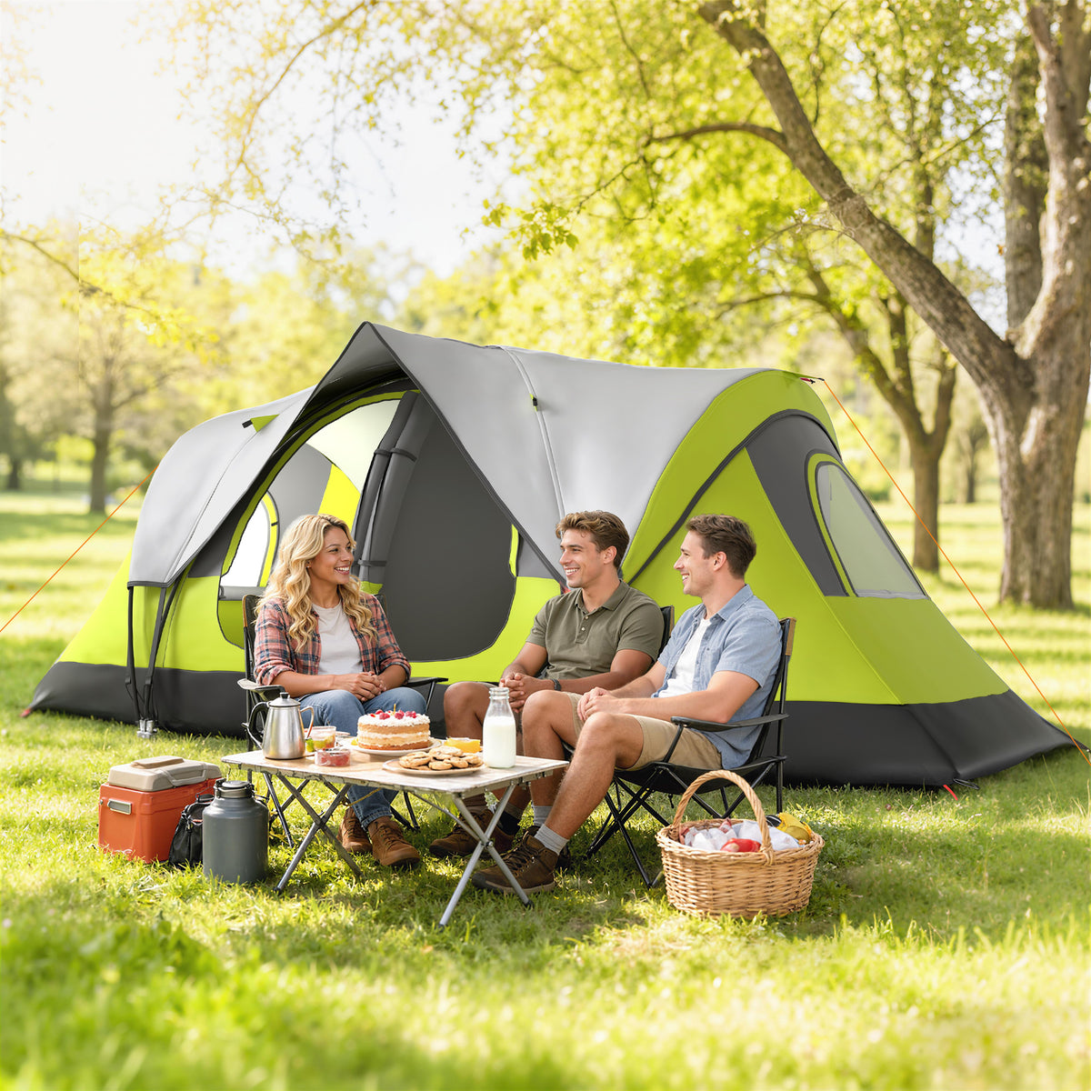 Camping Tent for 6 Man with 2000mm Waterproof Rainfly and Carry Bag for Fishing Hiking Festival, Dark Green – view 21