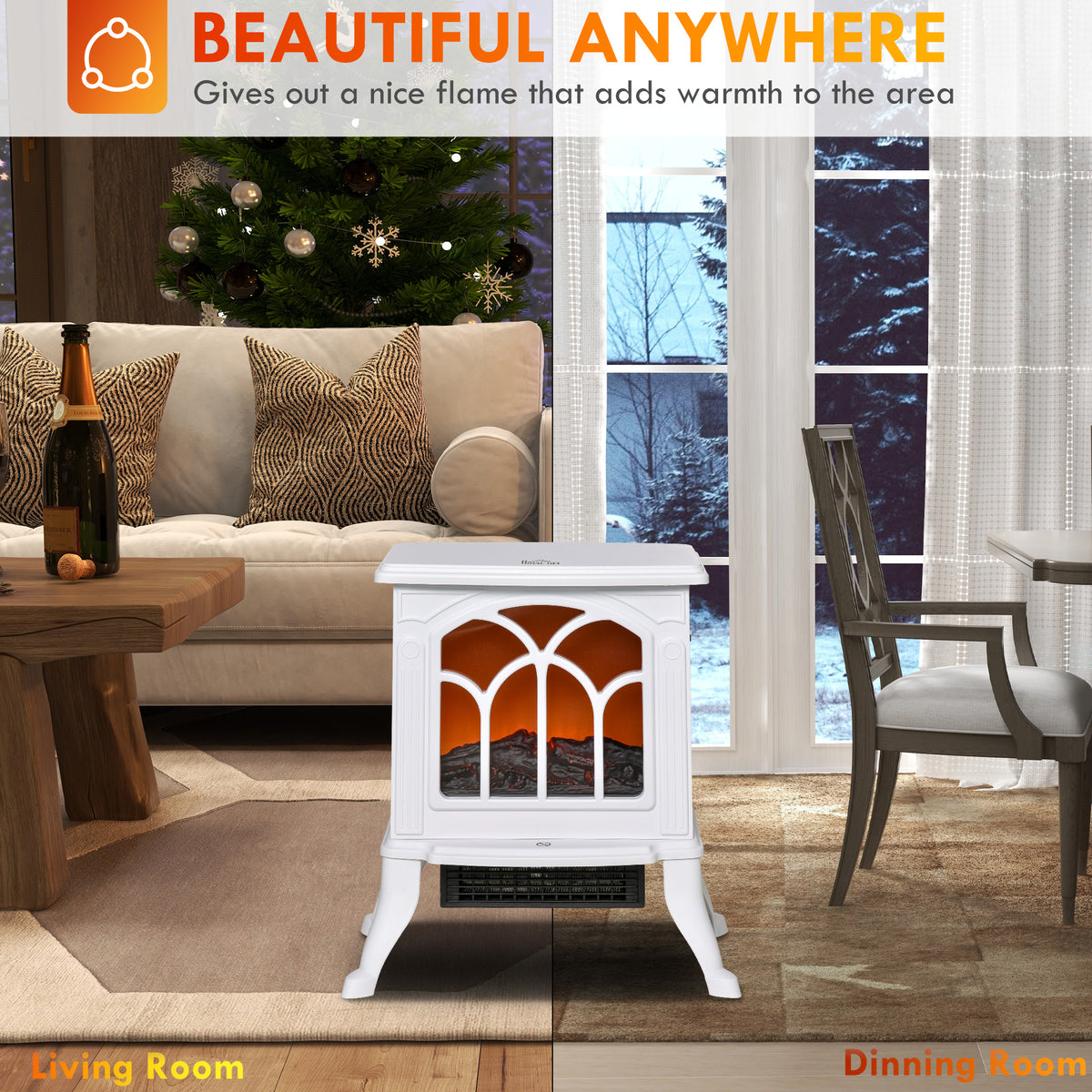 Electric Fireplace Heater, Freestanding Fireplace Stove with Realistic Flame, Overheat Protection – view 13