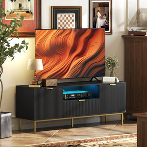 Modern TV Console for TVs up to 60 Inch, Entertainment Center with Smart RGB LED Lights and Soft Close – view 7