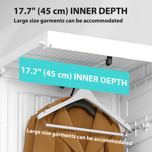 Portable Wardrobe, Foldable Plastic Closet with 5 Compartments, Hanging Rod and Magnetic Doors, White