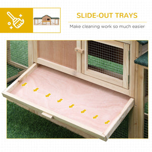 Large Rabbit Hutch Wood Bunny Cage Outdoor Guinea Pig House with Double Runs Slide Out Tray Ramps – view 5