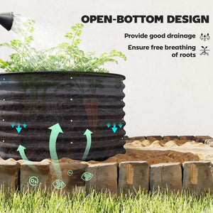 Set of 2 Raised Garden Bed, Metal Planter Box with Safety Edging, Easy-to-assemble Stock Tank, Dark Grey – view 18