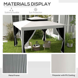10' x 10' Outdoor Canopy Tent Party Tent with Mesh Netting and Double Tier Roof for Backyard, Garden – view 32