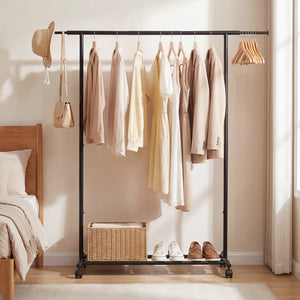 Mobile Garment Rack with Extendable Rods Heavy-Duty Metal Clothes Stand on Wheels view 6