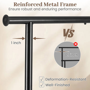 Mobile Garment Rack with Extendable Rods Heavy-Duty Metal Clothes Stand on Wheels view 8