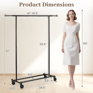 Mobile Garment Rack with Extendable Rods Heavy-Duty Metal Clothes Stand on Wheels view 5