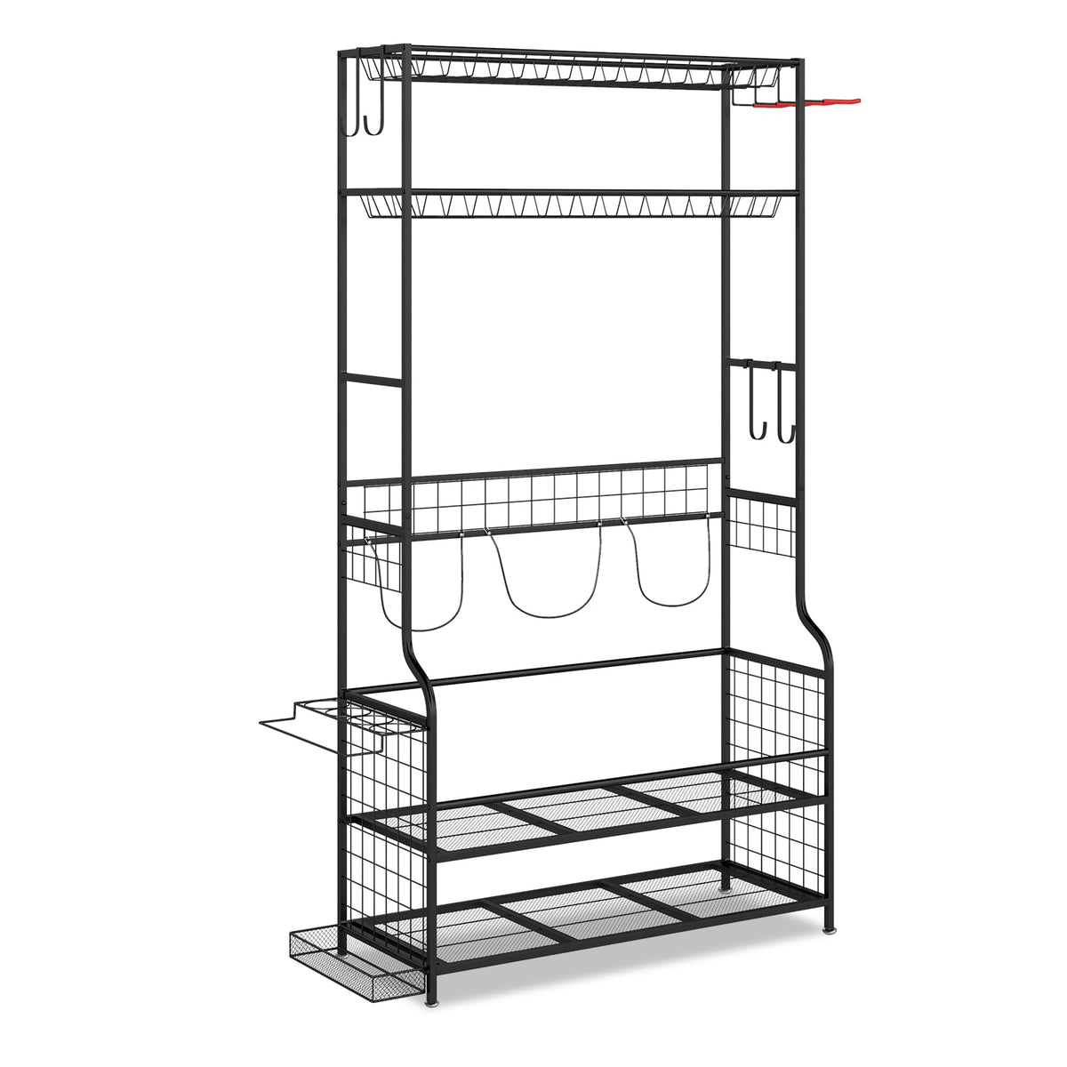 Mobile Sports Equipment Organizer with Golf Bags Storage and Club Rack-Black