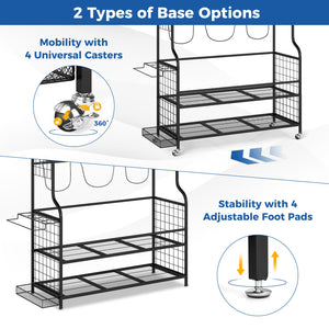 Mobile Sports Equipment Organizer with Golf Bags Storage and Club Rack-Black view 9