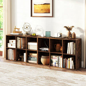 Modern 6-Cube Bookcase with Anti-tipping Kits for Bedroom Living Room-Rustic Brown view 2