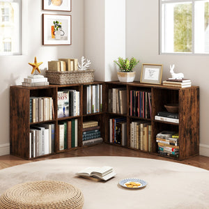 Modern 6-Cube Bookcase with Anti-tipping Kits for Bedroom Living Room-Rustic Brown view 3