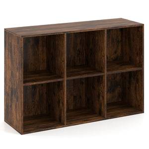 Modern 6-Cube Bookcase with Anti-tipping Kits for Bedroom Living Room-Rustic Brown view 4
