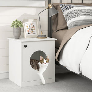 Modern Cat Litter Box Enclosure for Small to Large Cats-White view 2