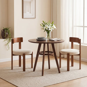 Modern Dining Chairs Set of 2 with Solid Rubber Wood Legs-Brown view 3