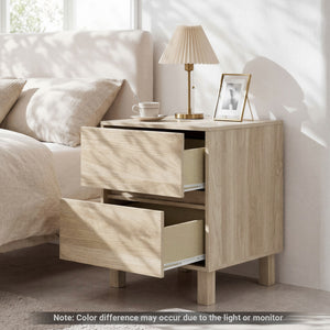 Modern WoodenEnd Table with 2 Storage Drawers-Natural view 2