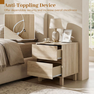 Modern WoodenEnd Table with 2 Storage Drawers-Natural view 7