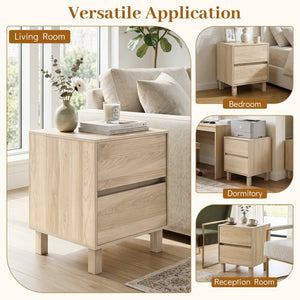 Modern WoodenEnd Table with 2 Storage Drawers-Natural view 8