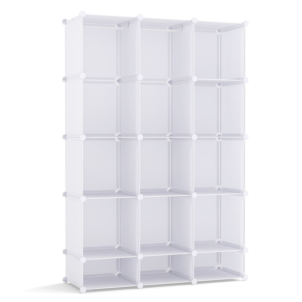 Modular Baby Wardrobe with 13 Cubes and Hanging Rod and Shelves Stackable-White
