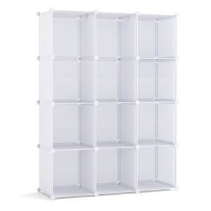 Modular Baby Wardrobe with 10 Cubes & Hanging Rod and Shelves Stackable-White