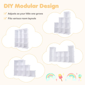 Modular Baby Wardrobe with 10 Cubes & Hanging Rod and Shelves Stackable-White view 7