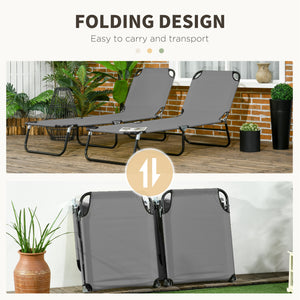 Set of 2 Folding Outdoor Lounge Chair, Sun Tanning Chairs with Reclining Back – view 18