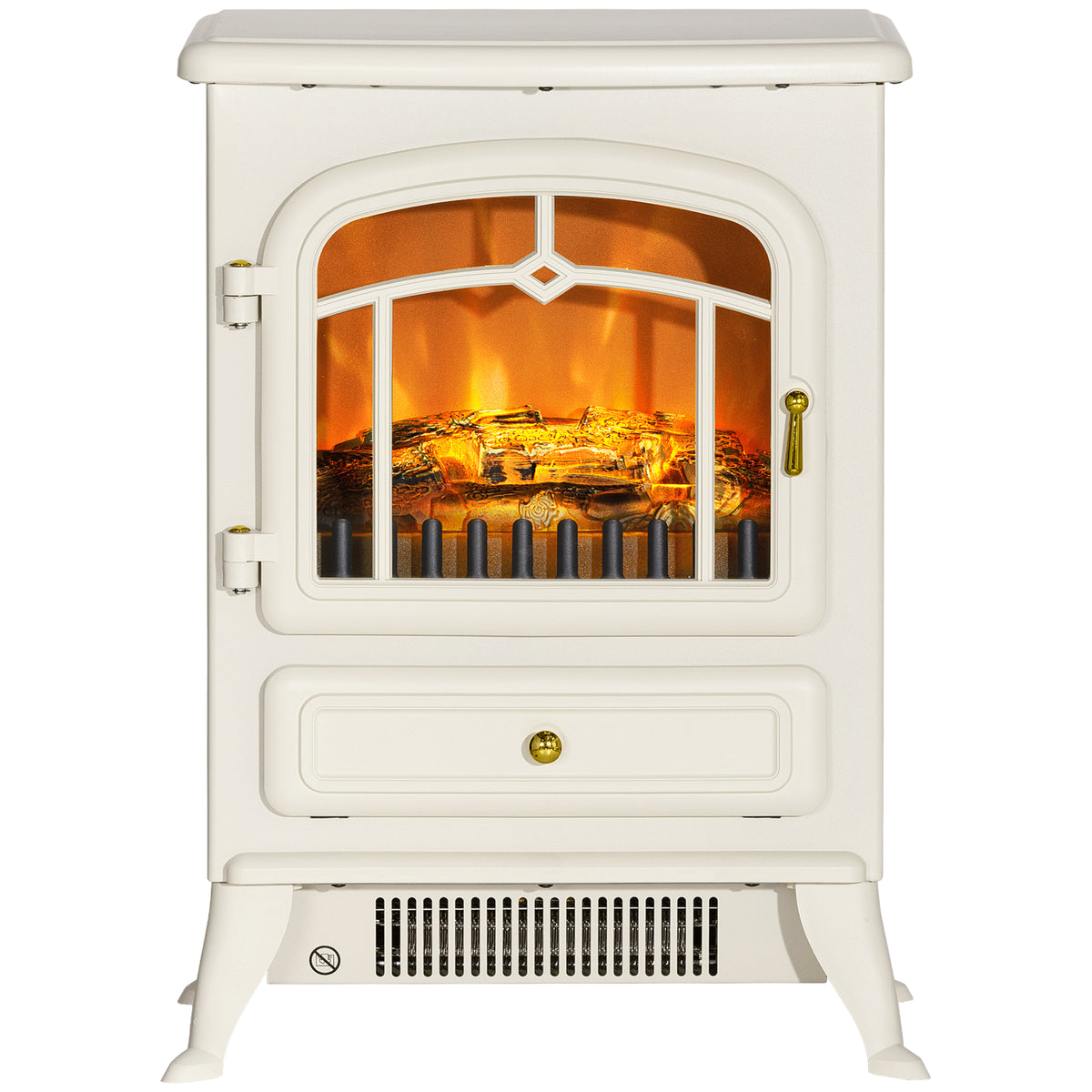 16" Freestanding Electric Fireplace Heater Fire Stove with Wood Burning Flame 750/1500W Black – view 8