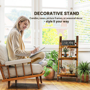 Outdoor Plant Stand, Foldable Flower Stand 3-Tier Wooden Plant Shelf for Garden Indoor Outdoor, 16" x 15" x 37"