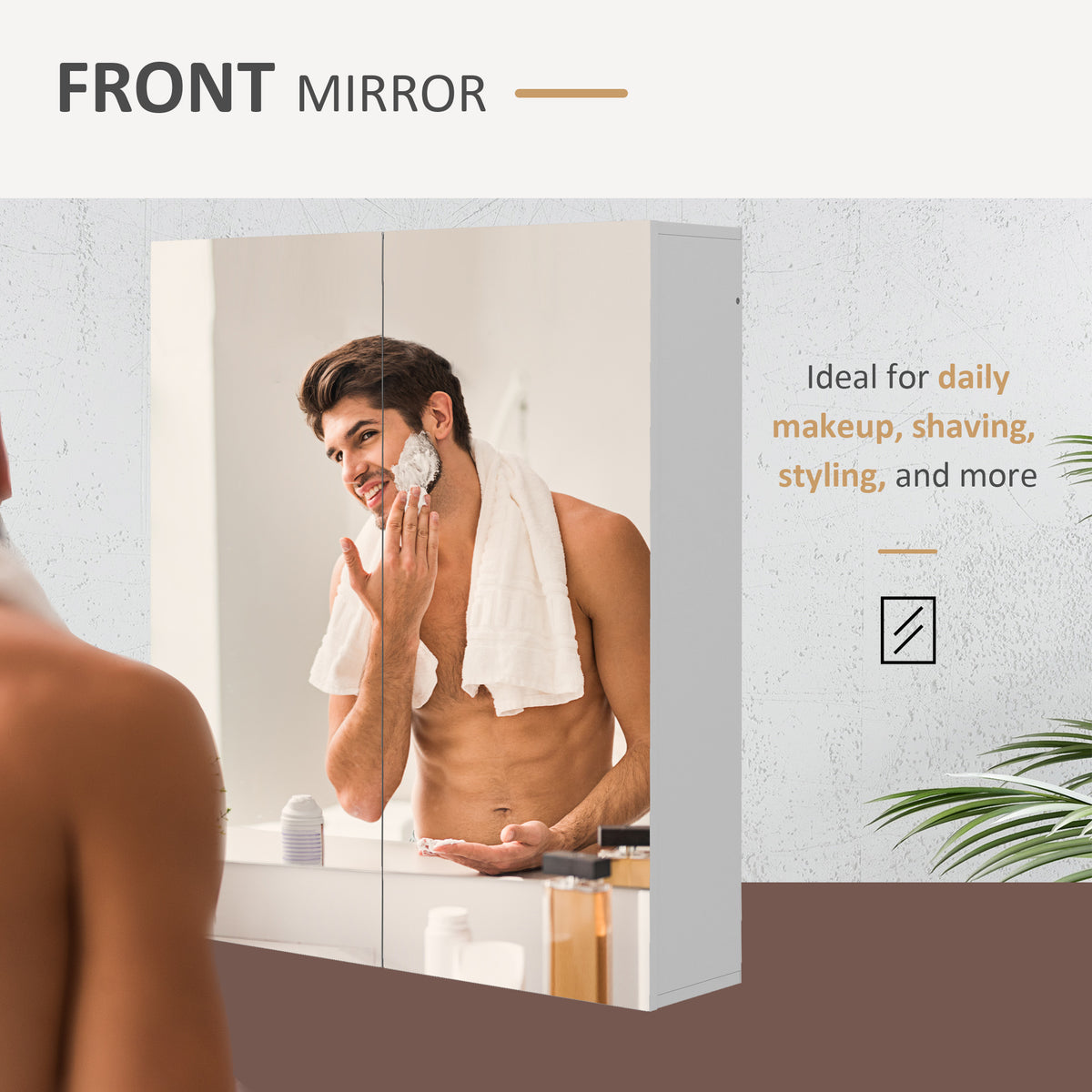 Wall Mounted Mirror Cabinet, Bathroom Medicine Cabinet with Mirror, 2 Doors, Adjustable Shelf and Soft Close Mechanism