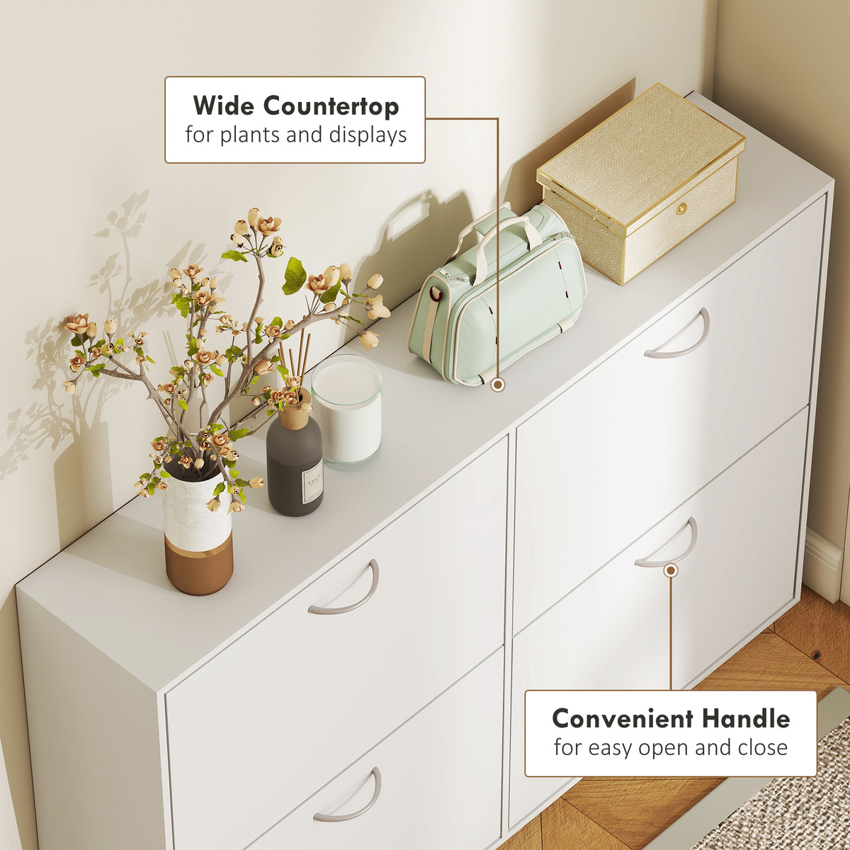 Flip Down Shoe Storage, Multi Cabinet, Wooden Shoe Rack, Entryway Shelf, 4 Drawer Organizer – view 12