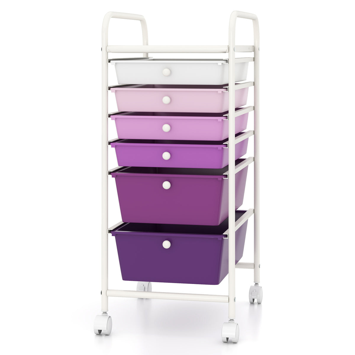 Multifunctional 6 Drawers Rolling Storage Cart Organizer-Purple Gradient view 4