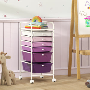 Multifunctional 6 Drawers Rolling Storage Cart Organizer-Purple Gradient view 3