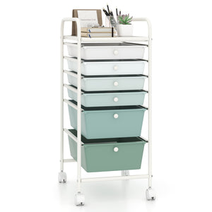 Multifunctional 6 Drawers Rolling Storage Cart Organizer-Green Gradient