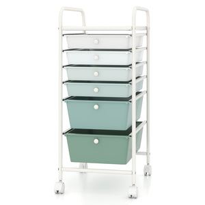 Multifunctional 6 Drawers Rolling Storage Cart Organizer-Green Gradient view 4