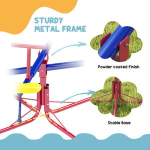 Kids Metal Seesaw Teeter Totter Children's Playground Equipment for Garden Outdoor Indoor Swing, 4 Seats