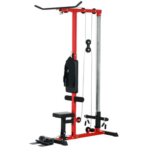 Soozier Lat Pull Down Machine, High / Low Pulley Machine with Adjustable Seat and Flip-Up Footplate